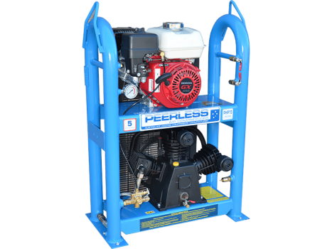PEERLESS PHP15 Petrol Air Compressor Under&Over: Belt Drive, Honda GX200, 320LPM - for High Pressure