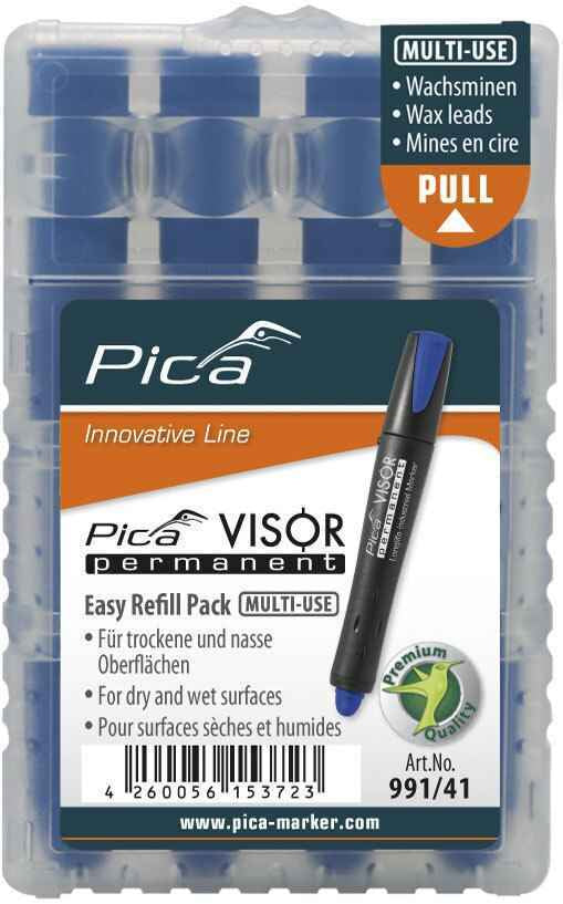 PICA VISOR Permanent  Refill -- Pack of 4 - Blue