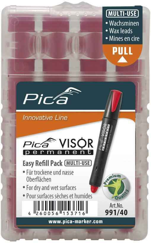 PICA VISOR Permanent  Refill -- Pack of 4 - Red