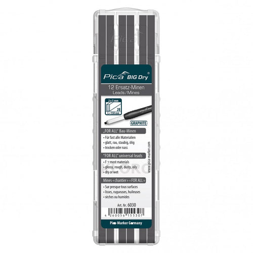 PICA Industrial Refillable BigDry Lead Marker Pencil-12pce Refill Graphite Allrounder 6030