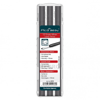 PICA Industrial Refillable BigDry Lead Marker Pencil-12pce Refill Graphite Carpenter 6050