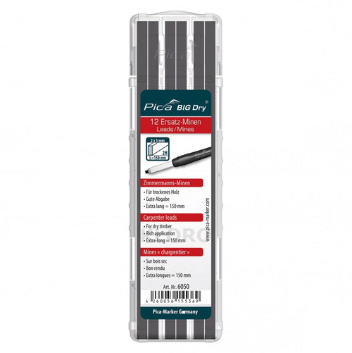 PICA Industrial Refillable BigDry Lead Marker Pencil-12pce Refill Graphite Carpenter 6050