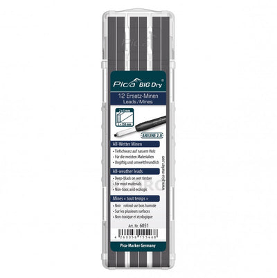 PICA Industrial Refillable BigDry Lead Marker Pencil-12pce Refill Graphite/Black Aniline 6051