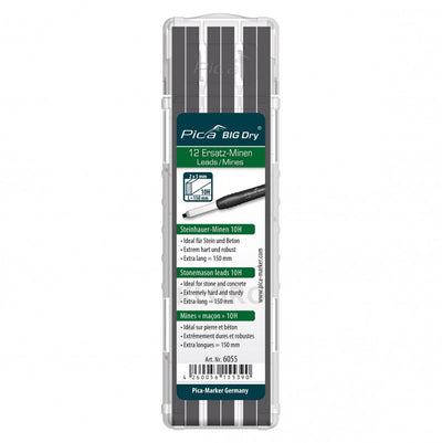 PICA Industrial Refillable BigDry Lead Marker Pencil-12pce Refill Graphite Stonemasons 6055