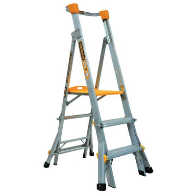 Gorilla PL0304-HD Adjustable height platform ladder 0.9m - 1.2m (3-4ft) Aluminium Heavy Duty 180kg Industrial