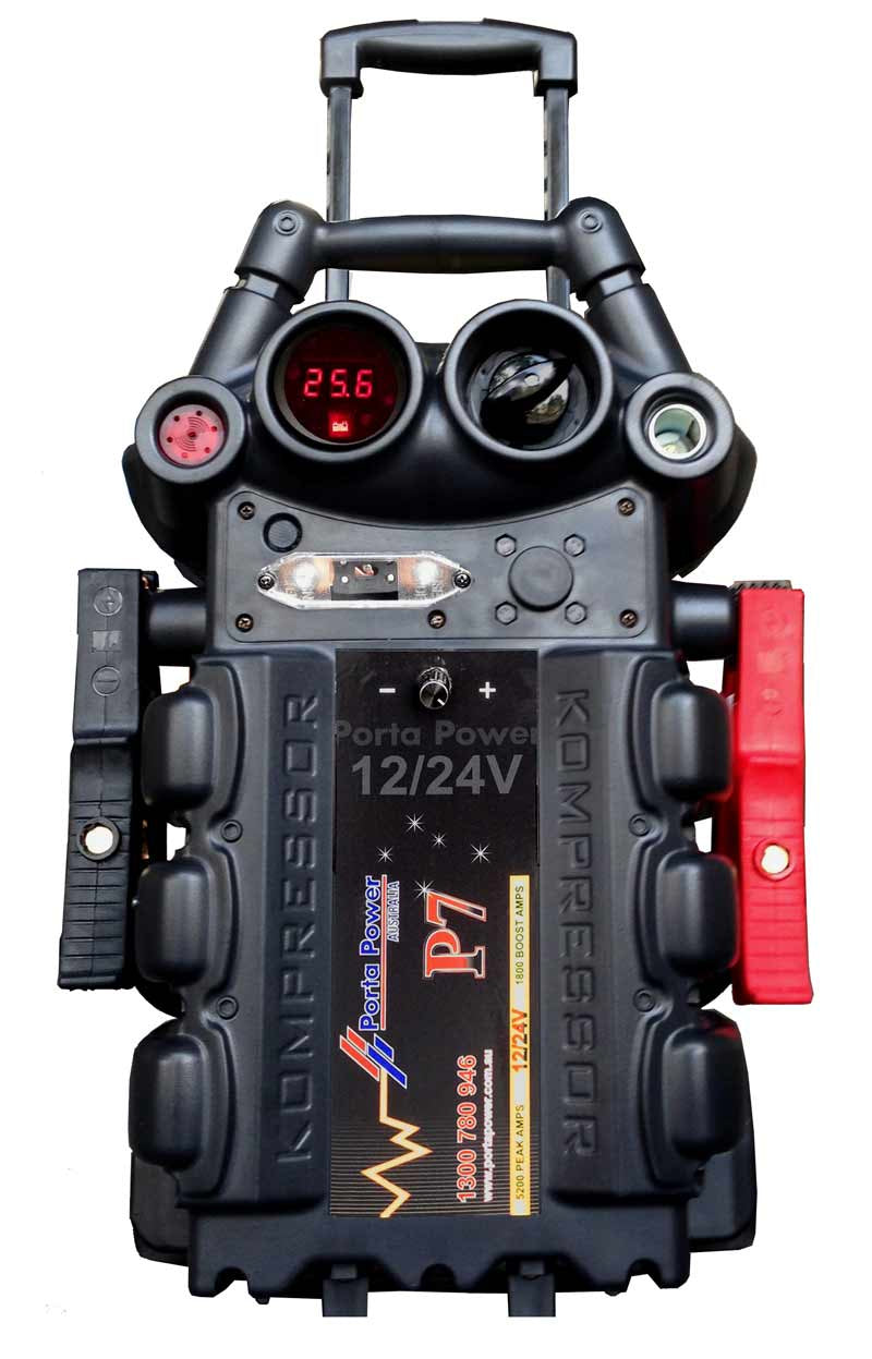Porta Power Extreme Duty Truck Jump Starter-P7/F2 12/24v 6200/3100 Peak Amps Fused Buzzer Trolley