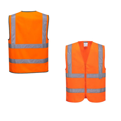 PORTWEST Workwear Tradie Hi-Vis Orange Zipped Band & Brace Vest C375  -JTD