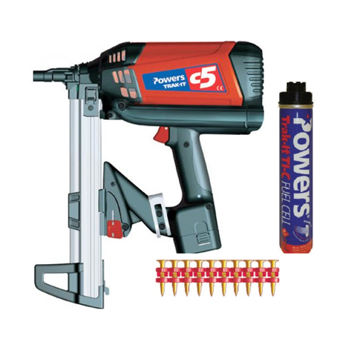 POWERS Track It C5 Gas Concrete Gun-17mm Hard Concrete Pins & Gas-800pck 55317hc