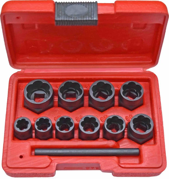 PK Tools 11pc 3/8in Drive Low Profile Spiral Twist Extractor Socket Set - PT10383