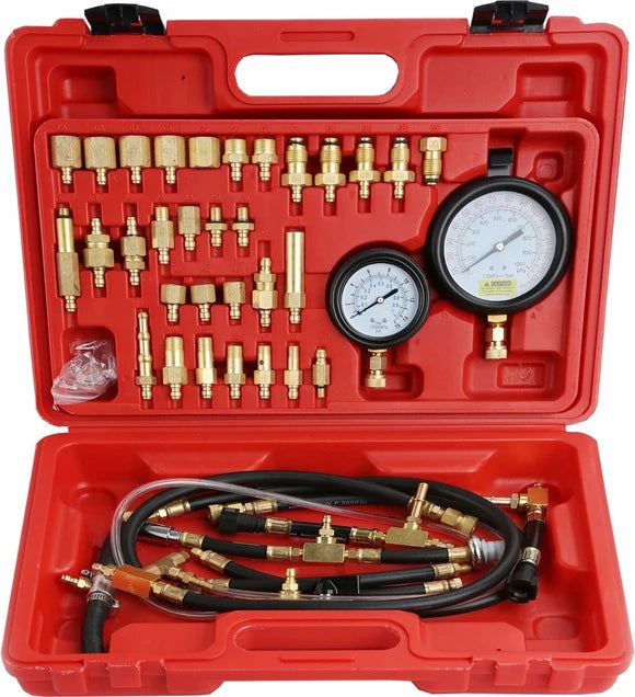 PK Tools 41pc Petrol Engine Twin Gauge Fuel Injection Pressure Tester Set - PT60102