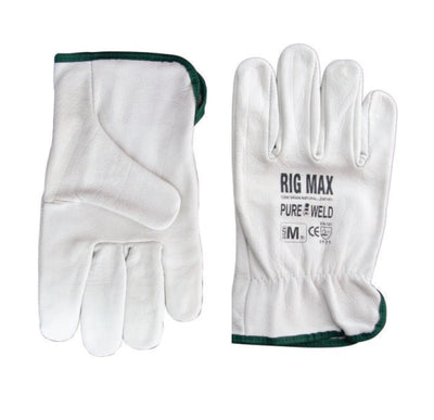 PureWeld Premium Grade Industrial Cow Grain Natural Riggers Gloves-Pair