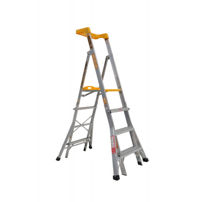 Gorilla RPL0406-I Compact height adjustable platform ladder 4-5-6 Step Aluminium 150kg Industrial