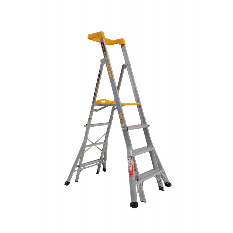 Gorilla RPL0406-I Compact height adjustable platform ladder 4-5-6 Step Aluminium 150kg Industrial