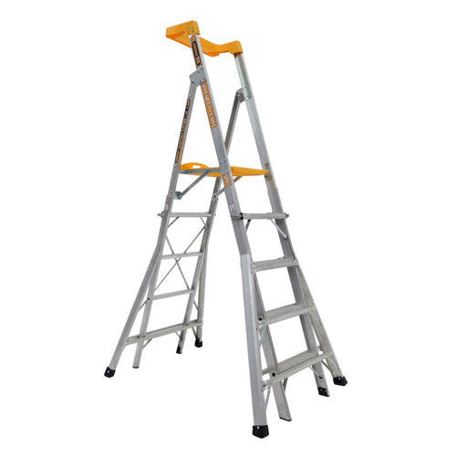 Gorilla RPL0508-I Compact height adjustable platform ladder 5-6-7-8 Step Aluminium 150kg Industrial