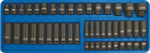 RYTOOLS Impact Socket Set Tray 46 Piece 3/8" & 1/2" Imperial