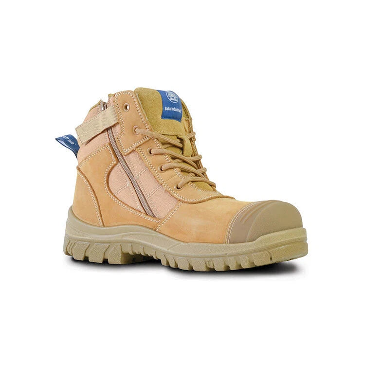 Bata Industrials ZIPPY Low Cut 3/4 Lace Up Safety Boots With Side Zip-Wheat--JTD-FDD