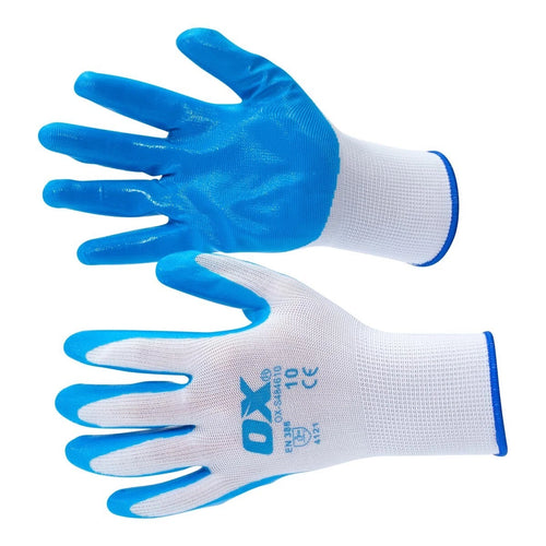 OX Tools Nitrile Polyester Lined Gloves-Size Large-5Pack OX-S484609
