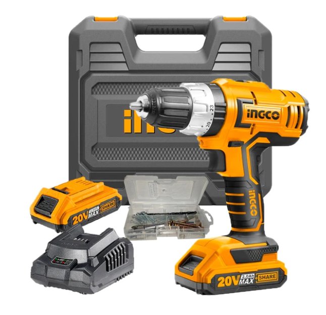 INGCO Li-ion Cordless Hammer Drill Kit 20V
