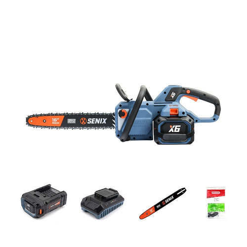 Senix X6 60V OPE Brushless 40cm (16") Rear Handle Chainsaw Kit