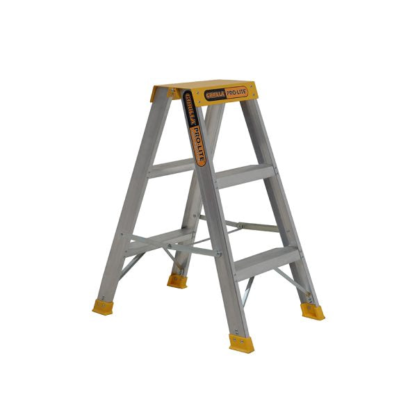 Gorilla SM003-PRO Double sided A-frame ladder 3 Step (0.85m) Pro-Lite Aluminium 150kg Industrial