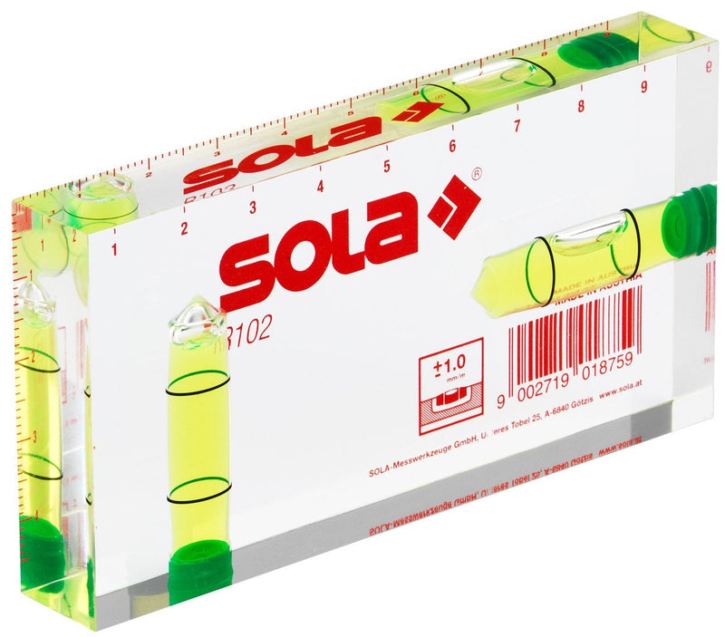 SOLA Premium Small Acrylic Glass Spirit Level R102 -JTD