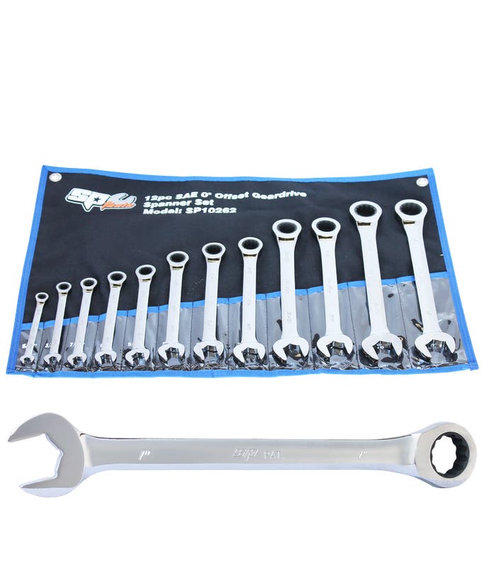 SP Tools SP10262 12pc SAE Gear Drive ROE Quad Drive Spanner Set
