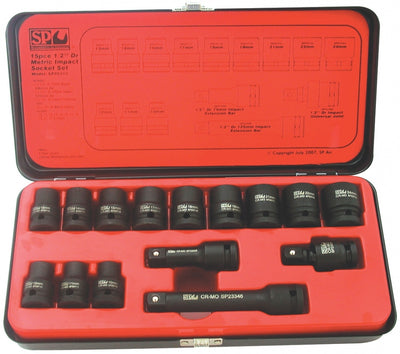 SP Tools SP20310 15pc 1/2'' 6pt MM Impact Sockets-BFD