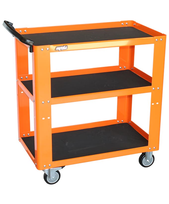 SP Tools SP40019 Professional 3-Shelf Adjustable Service Trolley Orange