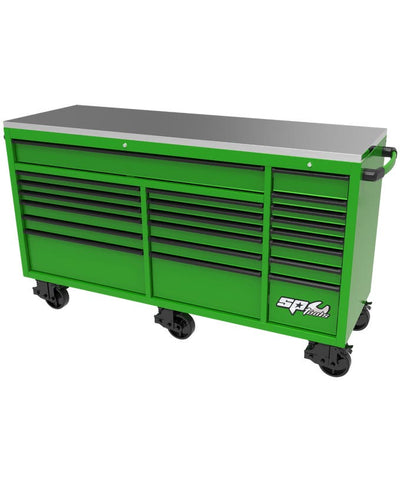 SP Tools SP44825G 73in USA Sumo 21 Drawer Roller Cabinet Green Black