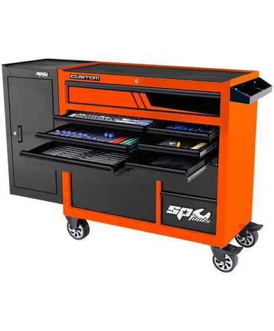SP Tools Custom Series Roll Cab Tool Kit with Side Cabinet - 238pc - Metric & SAE - Orange - Plus Extra EVA Foam Trays - [Limited Colour Run]