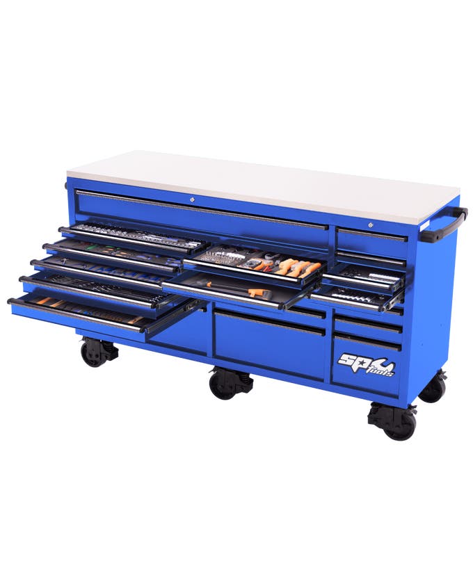 SP Tools SP50825BL 465pc 73in USA Sumo Roll Cab Tool Kit Blue Black