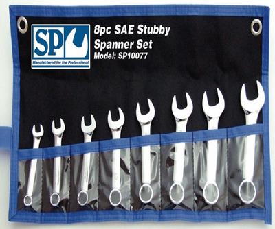 8 Piece Combination Stubby Spanner Set SAE