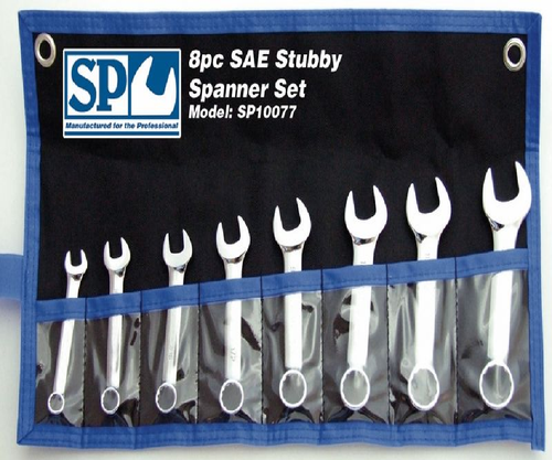 8 Piece Combination Stubby Spanner Set SAE
