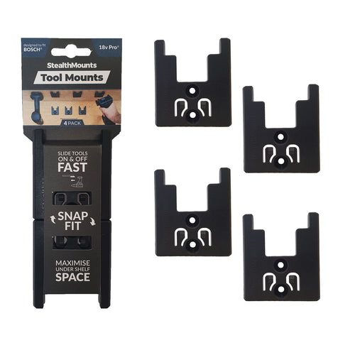 StealthMounts Bosch 18V AMPShare tool mounts black 4 pack TM-BO18-BLK-4