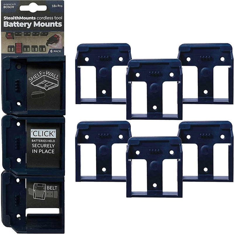 StealthMounts Bosch 18V battery mounts blue 6 pack BMBO18BLU6