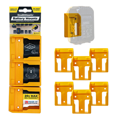 StealthMounts DeWalt XR battery mounts yellow 6 pack BMDW20YLW6