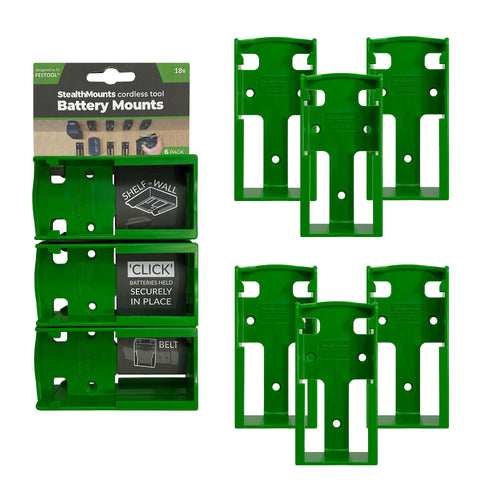 StealthMounts Festool 18V Battery Mounts Green 6 Pack BMFT18GRN6