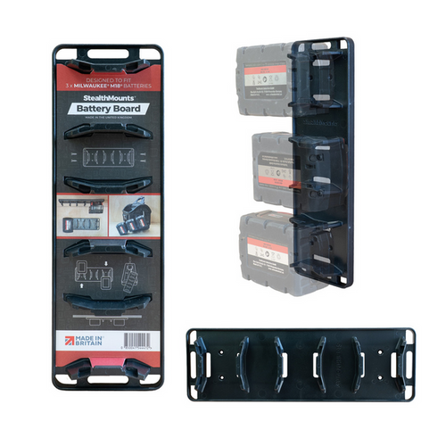 StealthMounts Milwaukee M18 Battery Board Black BD-MW18-1