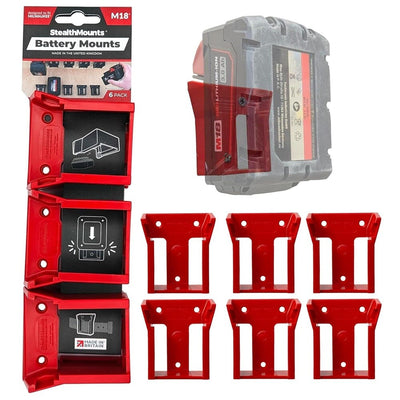StealthMounts Battery Mounts for Milwaukee M18 - Red 6 Pack