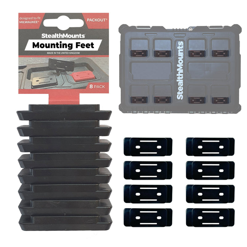 StealthMounts Milwaukee PACKOUT mounting feet black 8 pack PAC-F-01-8