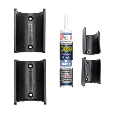 StealthMounts Silicone Adhesive Tube Mounts Black 2 Pack OM-TBE-BLK-2