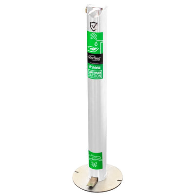 Impacta Shield Aluminium Hands Free Sanitising Station Bollard-White