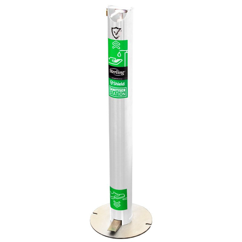 Impacta Shield Aluminium Hands Free Sanitising Station Bollard-White
