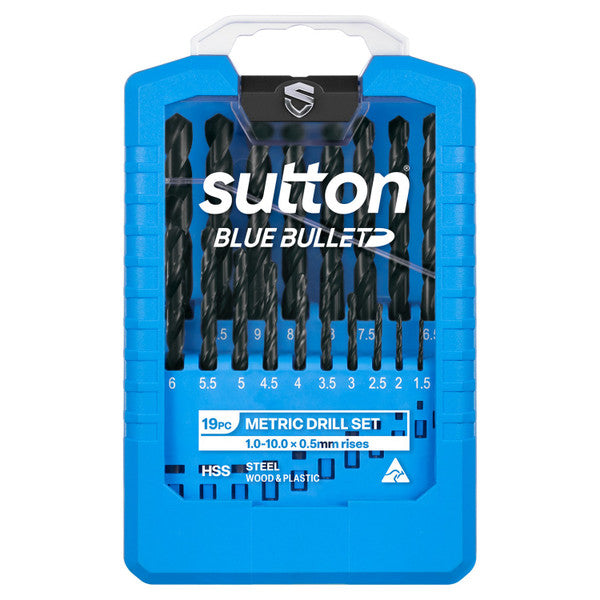 SUTTON TOOLS BLUE BULLET 19 Piece HSS Drill Bit Set 1-10mm D102SM2