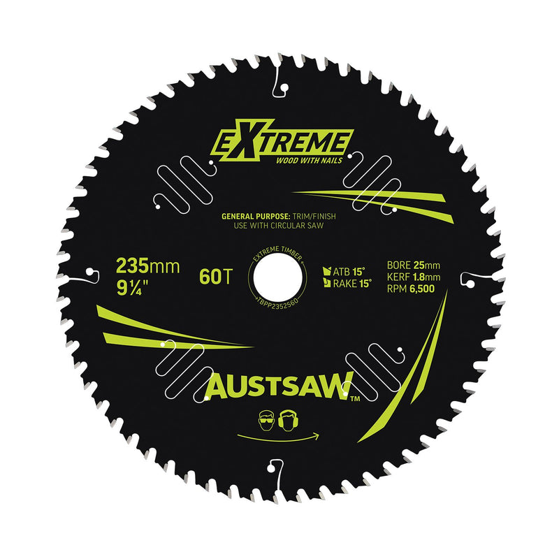 AUSTSAW Extreme Pro Shield TCT Saw Blade-235mm 60T Thin Kerf