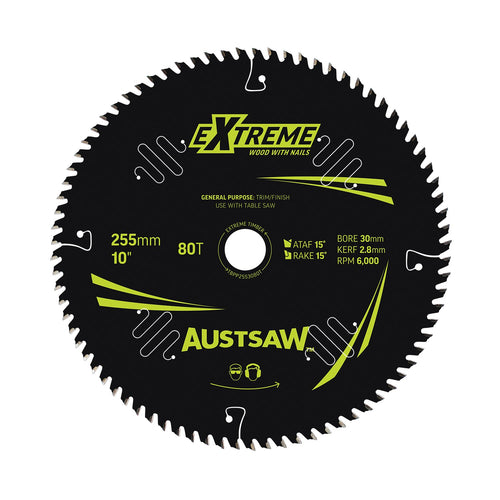 AUSTSAW Extreme Pro Shield TCT Saw Blade-255mm 80T Table Saw