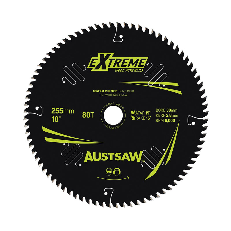 AUSTSAW Extreme Pro Shield TCT Saw Blade-255mm 80T Table Saw