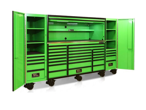 T&E TOOLS The Godfather Mega Series Workstation Tool Box Combo With Side Lockers-GF76R4GR