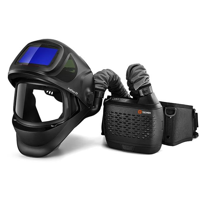 TECMEN Auto Darkening Flip Face Welding & Grinding Helmet With Free Flow Respiratory System V3 PAPR