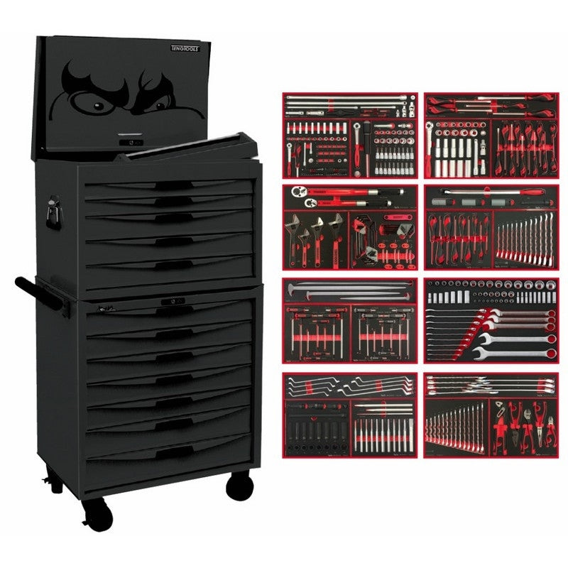 TENG TOOLS 408pce EVA Foam Tool Kit In Tool Box Stack Combo-TCM408EVANBK-BD